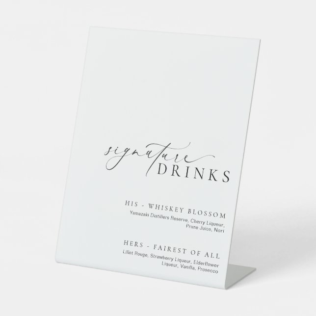 Ellesmere Modern Minimal Signature Drinks Pedestal Sign (Front)