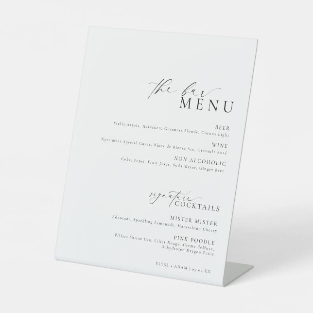 Ellesmere Modern Minimal The Bar Drinks Menu Pedestal Sign (Front)