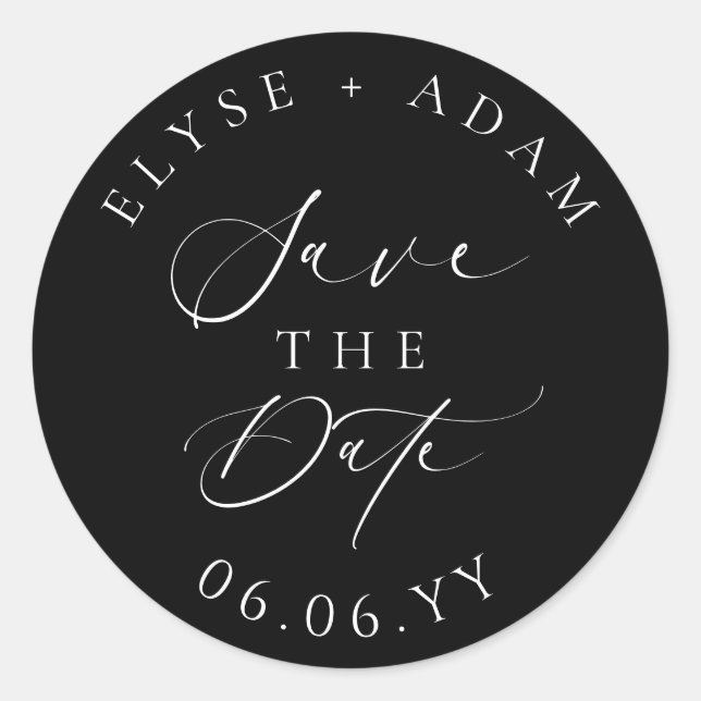 Ellesmere Modern Minimalist Wedding Save The Date Classic Round Sticker (Front)