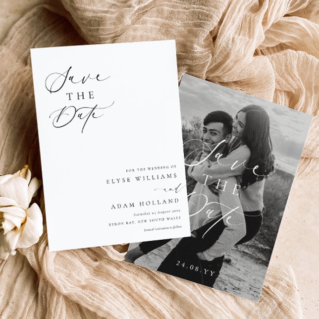 Ellesmere Modern Minimalist Wedding Save The Date  Invitation (Save The Date Ellesmere White )