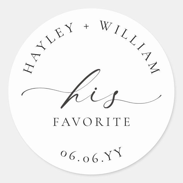 Ellesmere Son Sticker Rond Favori Favor Classic (Ellesmere His Favorite Wedding Favors Sticker)
