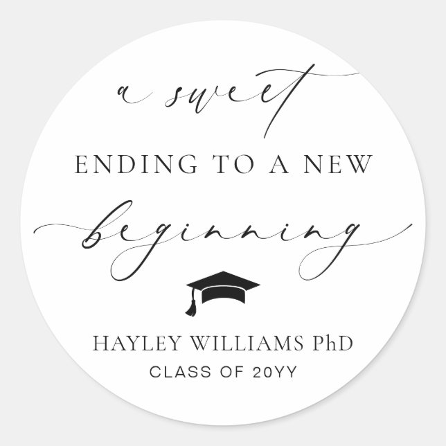 Ellesmere Sweet Ending New Beginning Graduation Classic Round Sticker (Front)