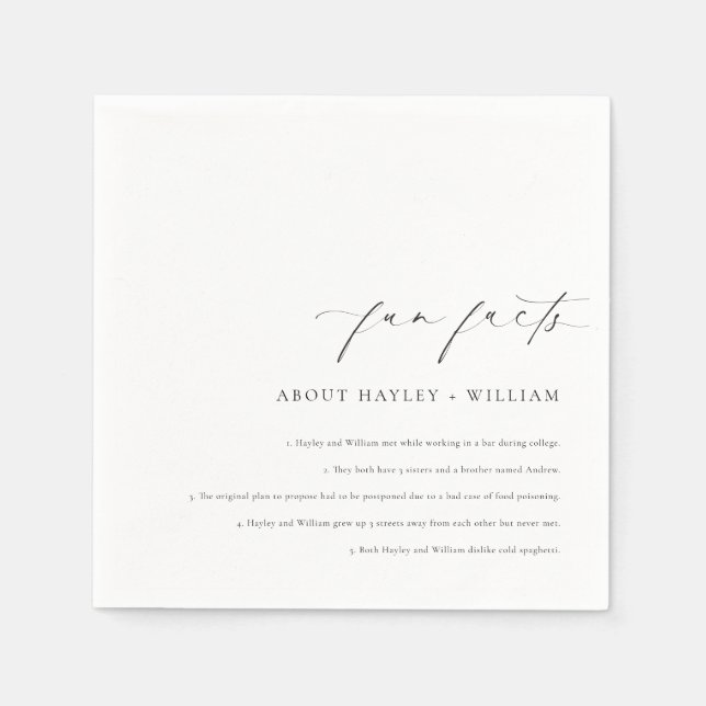 Ellesmere Wedding Fun Facts Napkin (Front)