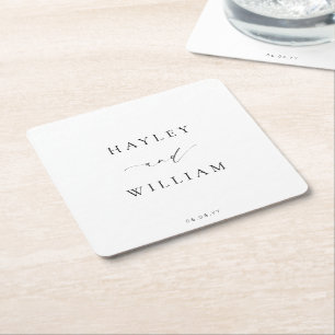 Ellesmere Wedding Names Square Paper Coaster