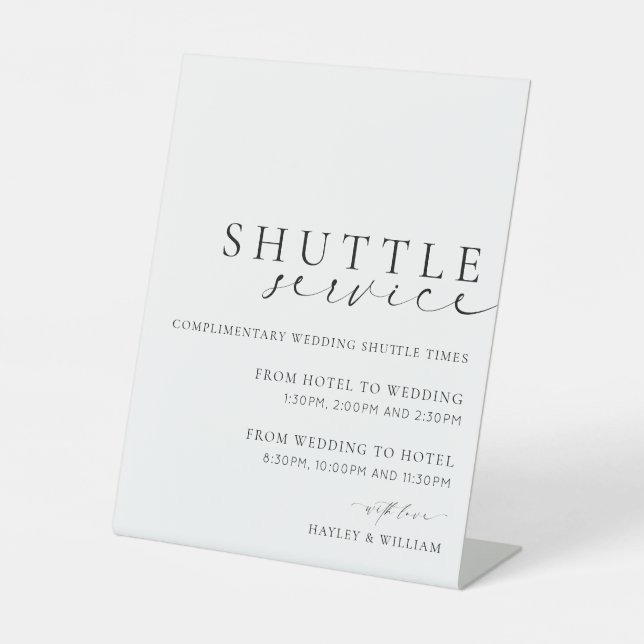 Ellesmere Wedding Venue Transport Shuttle Service Pedestal Sign (Front)