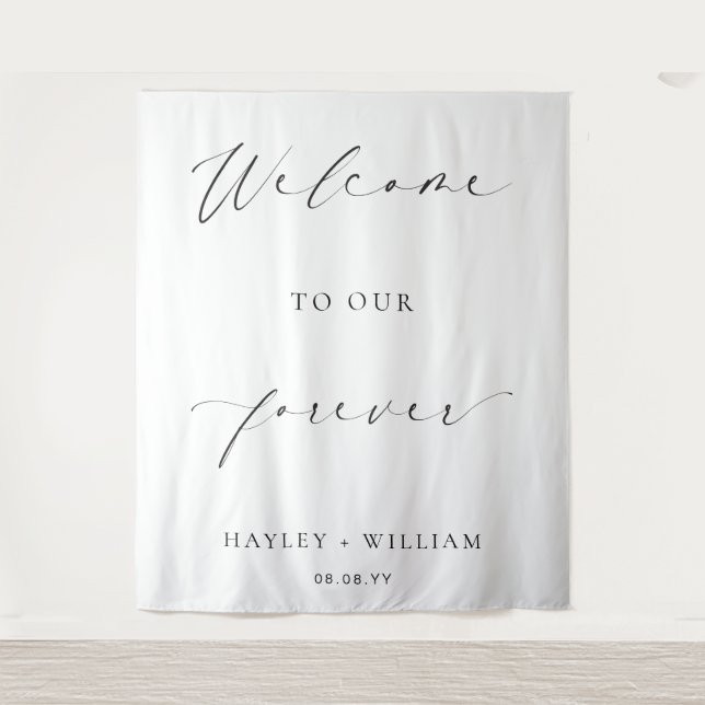 Ellesmere Welcome To Our Forever Wedding Backdrop Tapestry (Front)