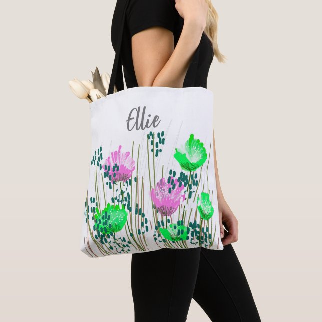 Ellie Floral Monogram Tote Bag (Close Up)