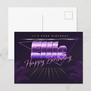 Ellie Name Vorname lila Postkarte Geburtstag Postcard