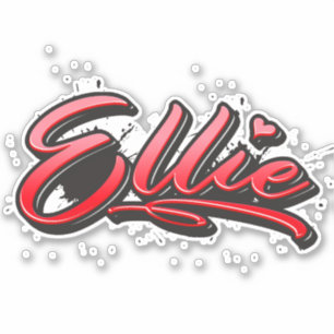 Ellie red Heart Graffiti Sticker