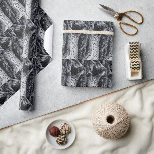 Ellie The Elephant Asian Wildlife Black White Art Wrapping Paper