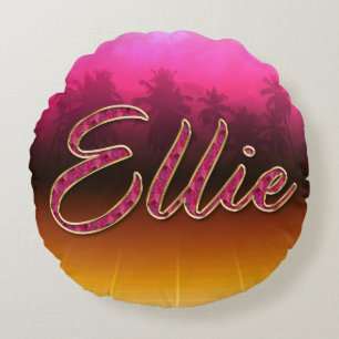 Ellie Vorname Name golden pink Kissen Round Pillow