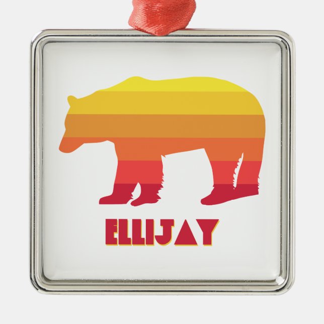 Ellijay Georgia Rainbow Bear Metal Ornament (Front)
