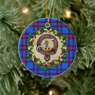 Elliot Clan Badge & Tartan Personalized Xmas Ceramic Ornament
