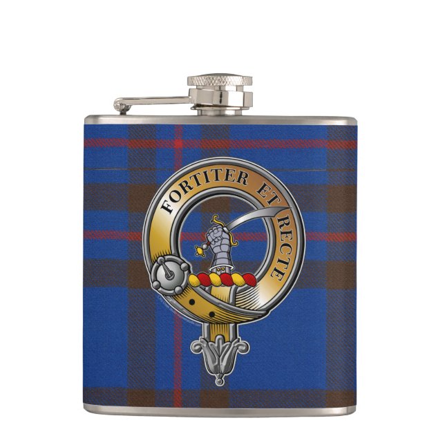 Elliot Tartan & Badge Hip Flask (Front)
