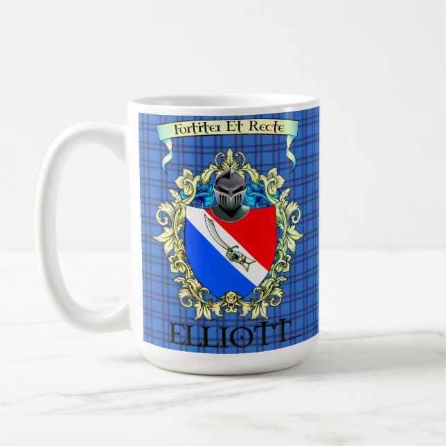Elliott Crest and Tartan Coffee Mug (Left)
