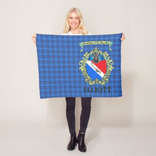 Elliott Crest and Tartan Fleece Blanket