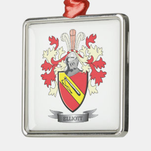 Elliott Family Crest Coat of Arms Metal Ornament