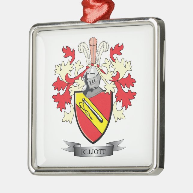 Elliott Family Crest Coat of Arms Metal Ornament (Left)