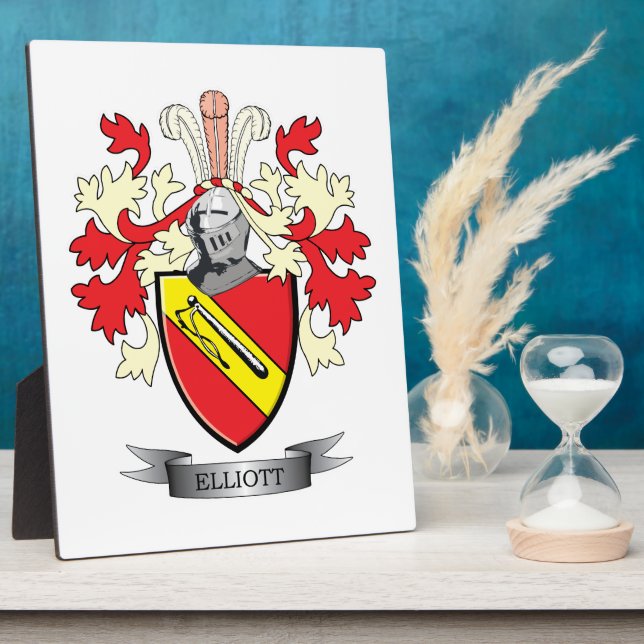 Elliott Family Crest Coat of Arms Plaque (Side)
