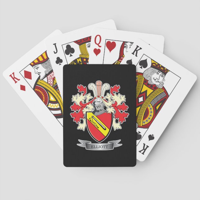 Elliott Family Crest Coat of Arms Playing Cards (Back)