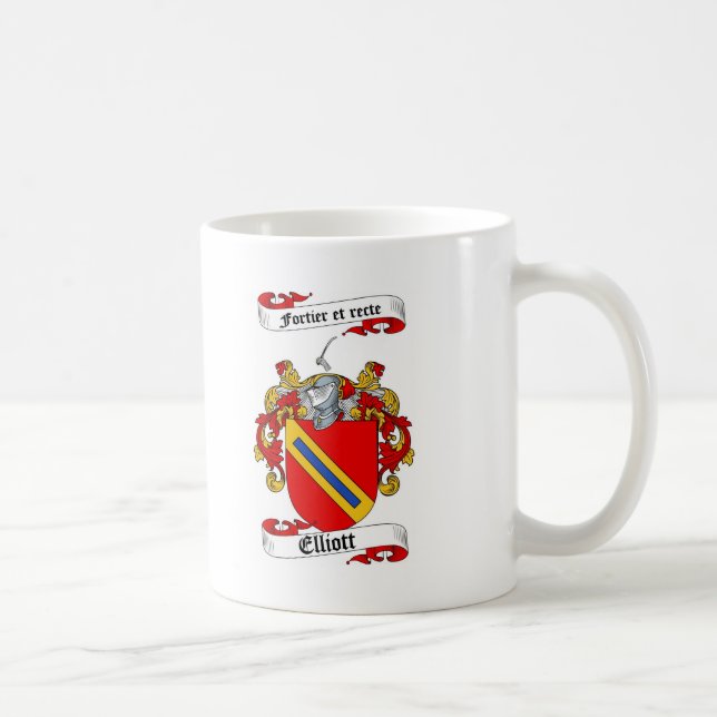 ELLIOTT FAMILY CREST -  ELLIOTT COAT OF ARMS COFFEE MUG (Right)