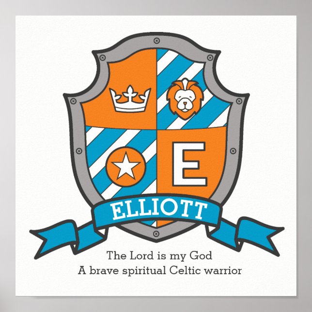 Elliott nom de garçon signifiant affiche de boucli (Devant)