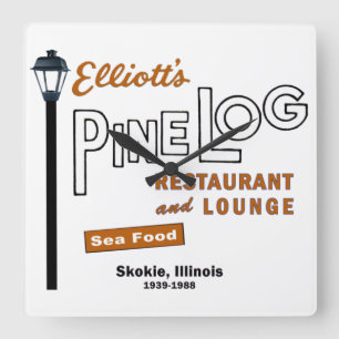 Elliott's Pine Log Restaurant, Skokie, IL. 1939-88 Square Wall Clock