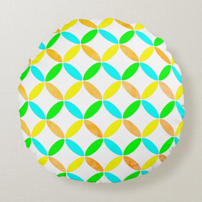 Ellipse Pattern Abstract Art Round Pillow (Front)