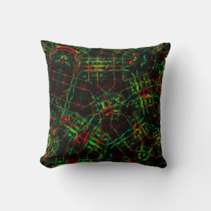 Elliptical destroyed, up lines flashy green to red throw pillow