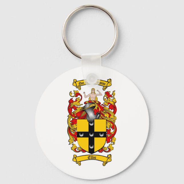 ELLIS FAMILY CREST -  ELLIS COAT OF ARMS KEYCHAIN (Front)