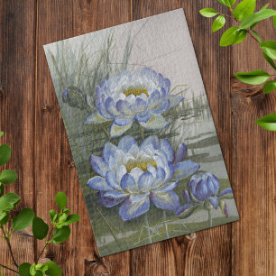 Ellis Rowan Blue Cloud Water Lily Vintage Flowers Jigsaw Puzzle