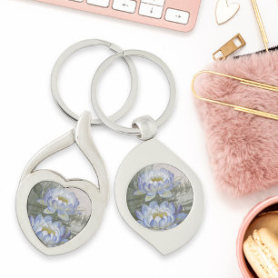 Ellis Rowan Blue Cloud Water Lily Vintage Flowers Keychain