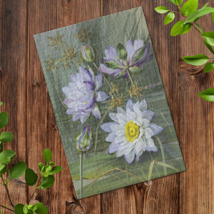 Ellis Rowan Blue White Water Lily Vintage Flowers Jigsaw Puzzle