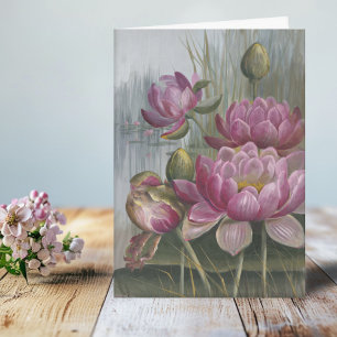 Ellis Rowan Pink Water Lily Vintage Flowers Card