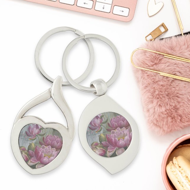 Ellis Rowan Pink Water Lily Vintage Flowers Keychain (Creator Uploaded)