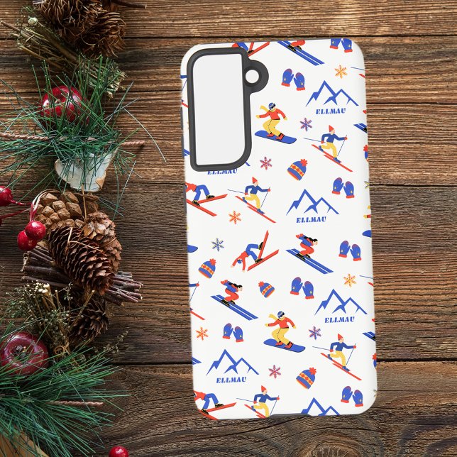Ellmau Austria Ski Snowboard Pattern Samsung Galaxy S21 Case (Ellmau Austria ski snowboard cross-country skiing winter snow vacation samsung phone case)