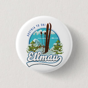 Ellmau Austria to ski logo 1 Inch Round Button