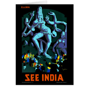 Ellora See India Vintage Travel Poster Restored