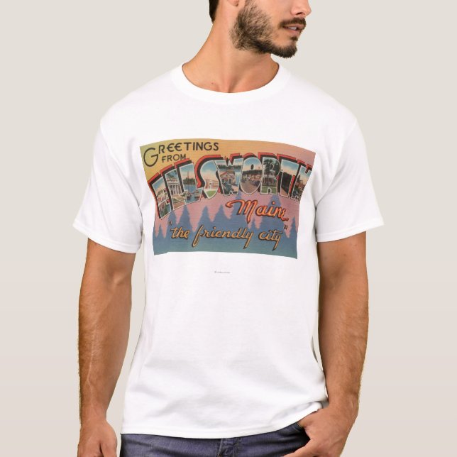 Ellsworth, Maine - Large Letter Scenes T-Shirt (Front)