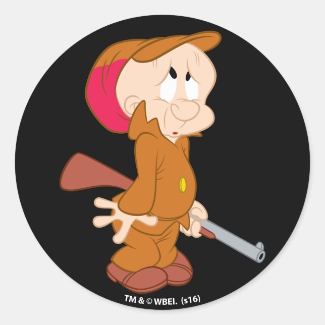 ELMER FUDD™ | Scared Pose Classic Round Sticker (Front)