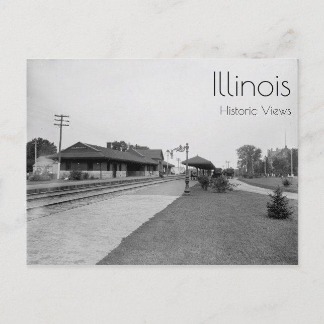 Elmhurst, Illinois Railway Station Postcard (Front)