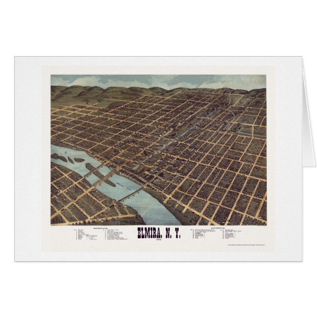 Elmira, carte panoramique de NY - 1873 (Devant horizontal)