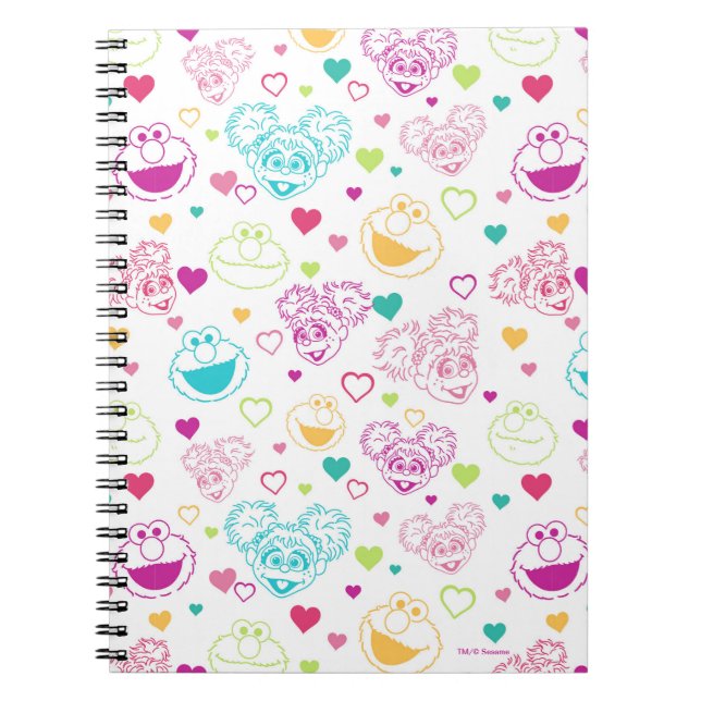 Elmo & Abby Cadabby Valentine Hearts Pattern Notebook (Front)