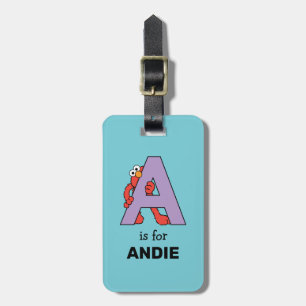 Elmo Alphabet A Purple Luggage Tag