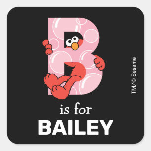 Elmo Alphabet   B Bubbles Square Sticker