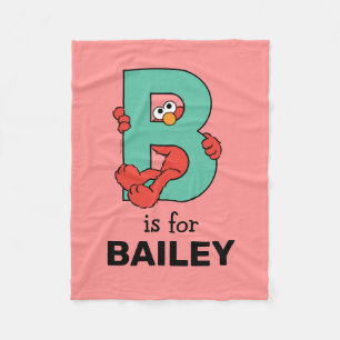 Elmo Alphabet   B Teal Fleece Blanket