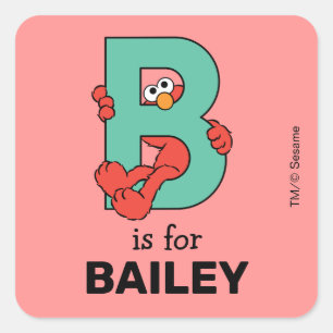 Elmo Alphabet   B Teal Square Sticker