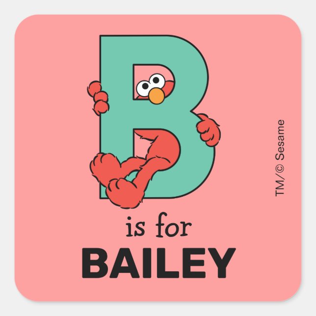 Elmo Alphabet | B Teal Square Sticker (Front)