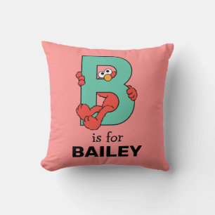 Elmo Alphabet   B Teal Throw Pillow