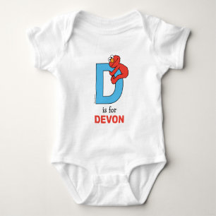 Elmo Alphabet   D Blue Baby Bodysuit
